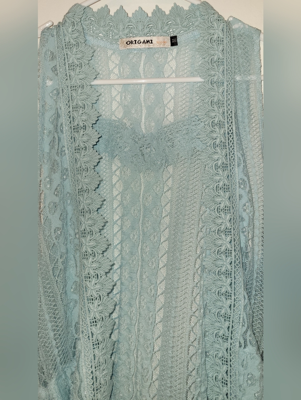 NEW Origami Light Blue Lace High-Low Vest - Picture 4 of 5